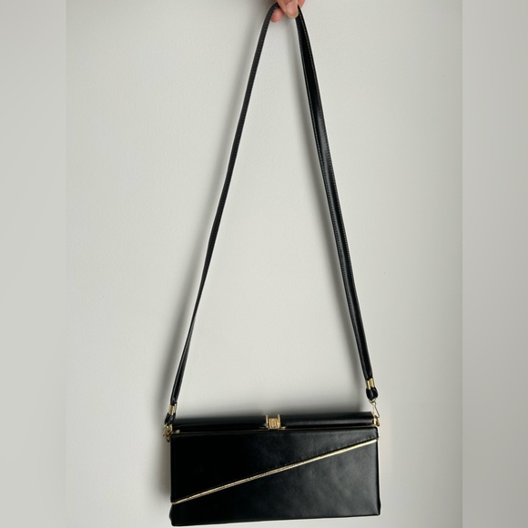 Vintage black and gold purse - convertible clutch, evening bag - Picture 4 of 12